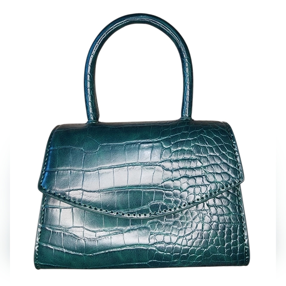 URBAN OUTFITTERS forest green mini handbag/crossbody, croc embossed